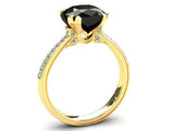 1.7ct Cushion Cut Black Diamond Engagement Ring Bridal Set 14k YellowGold Finish