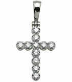 0.85ct Round Cut VVS1D Diamond Pendant Prong Set Cross Charm 14k White Gold Over