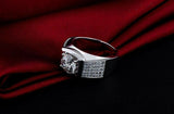 3ct Round Cut Diamond Solitaire Accented Men Engagement Ring 14k White Gold Over