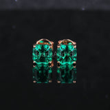 1.2ct Asscher Cut Simulated Emerald Solitaire Stud Earrings 14k Rose Gold Plated