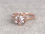 1.6ct Round Cut Peach Morganite Engagement Ring 14k Rose Gold Finish Solitaire