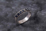 1.5ct Round Cut Blue Sapphire Rope Braided Half Eternity Band 14k WhiteGold Over