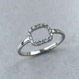 Open Square Minimalist Engagement Ring 1ct Round Cut Diamond 14k White Gold Over