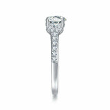 2ct Round Cut Diamond Stylish Solitaire with Accents Ring 14k White Gold Finish