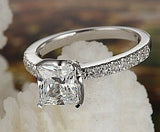 2Ct Princess Cut Diamond Accented Solitaire Engagement Ring 14K White Gold Over