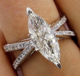 5Ct Marquise Cut Diamond Reverse Split Shank Engagement Ring 14K White Gold Over