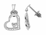 0.6ct Round Cut VVS1D Diamond Open Heart Dangle Earrings 14k White Gold Finish