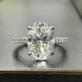 2.5Ct Oval Cut Diamond Solitaire Ring 14K White Gold Finish with Round Accents