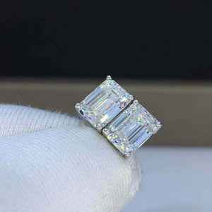 2.2ct Emerald Cut Diamond Solitaire Women Stud Earrings 14k White Gold Finish