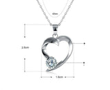 0.5ct Round Cut Diamond Pendant with Chain Heart Shape 14k White Gold Finish