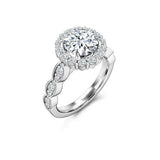 Halo Solitaire with Accent Engagement Ring 2ct Round Diamond 18k White Gold Over