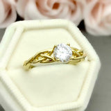 1.2ct Engagement Ring Round Cut Diamond Celtic Solitaire 14k Yellow Gold Finish