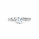 1.2ct Round Cut Diamond Solitaire with Accent Engagement Ring 14k WhiteGold Over