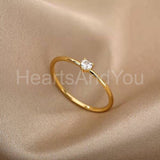 0.6ct Heart Simulated Diamond Minimalist Engagement Ring 14k Yellow Gold Plated