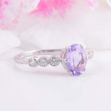 2ct Oval Cut Purple Amethyst Engagement Ring Diamond Accents 14k White Gold Over