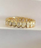 2ct Oval Simulated Diamond Bezel Full Eternity Wed Band 14k Yellow Gold Plated