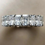 4ct Radiant Cut Simulated Diamond Iced Full Eternity Band 14k White Gold Plated