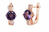 2.6ct Drop Earrings Round Cut Purple Amethyst Split Shank 14k Rose Gold Finish