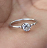 0.5ct Engagement Ring Round Cut Diamond Bezel Set Solitaire 14k WhiteGold Finish