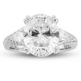 4Ct Oval Cut Diamond Vintage Engagement Ring 14K White Gold Finish Pear Accents