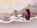 1ct Pear Cut Pink Ruby Solitaire Promise Engagement Ring 14k White Gold Finish