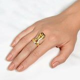 0.1ct Round Cut Black Diamond Fancy Snake Design Ring 14k Yellow Gold Finish