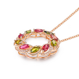 3ct Marquise Cut Peridot Pink Sapphire Infinity Pendant 14k Rose Gold Finish