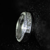 5Ct Round Cut Diamond Bridal Set Wide Vintage Ring Band 14K White Gold Finish