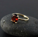 2.5ct Oval Cut Red Garnet 4 Prong Solitaire Engagement Ring 14k Yellow Gold Over