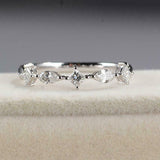 Dainty Stackable Wedding Band 1.2ct Marquise Cut Diamond 14k White Gold Finish