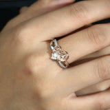 1Ct Round Cut Diamond Heart Knot Split Shank Engagement Ring 14K White Gold Over