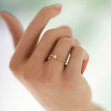 Dainty Minimalist Engagement Ring 0.3ct Round Cut Diamond 14k Yellow Gold Finish