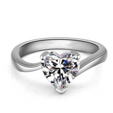 0.4ct Heart Cut Diamond Engagement Ring 14k White Gold Finish Solitaire Promise