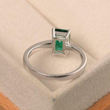 1.5ct Green Emerald Cut Engagement Ring 4 Prong Solitaire 14k White Gold Finish