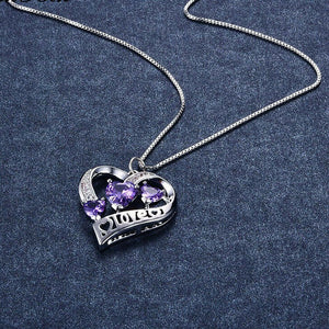 2.3ct Heart Cut Purple Amethyst Pendant Love Design 14k White Gold Over NO CHAIN