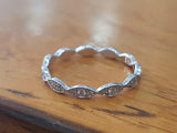 2Ct Round Cut Diamond Vintage Petite Stackable Wedding Band 14K White Gold Over