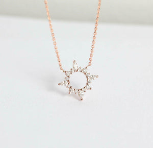 1.4ct Marquise Cut Diamond Pendant with Chain Open Circle 14k Rose Gold Finish