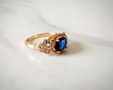 2Ct Oval Cut Blue Sapphire Diamond Vintage Engagement Ring 14K Rose Gold Finish