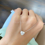 0.5ct Heart Simulated Diamond Solitaire Pendant with Chain 14k White Gold Plated