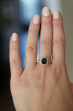 1ct Engagement Ring Cushion Cut London Blue Topaz Diamond Halo 14k RoseGold Over