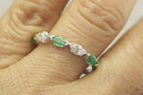 2Ct Marquise Cut Emerald Diamond Stackable Wedding Band Ring 14K White Gold Over