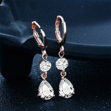 2Ct Pear Round Cut Diamond Elegant Women Tear Drop Earrings 14K Rose Gold Finish