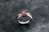 1.6ct Engagement Ring Oval Cut Pink Ruby Split Shank 14k White Gold Finish