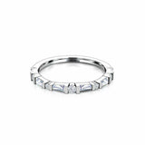 Stackable Petite Minimal Wedding Band 0.46ct Baguette Diamond 14k WhiteGold Over