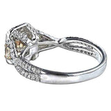 2.5ct Princess Cut Champagne Diamond Halo Split Shank Ring 14k Dual Gold Finish