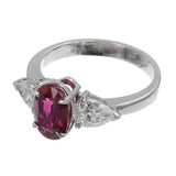 2ct Oval Cut Pink Ruby Engagement Ring Trilogy Pear Accent 14k White Gold Finish