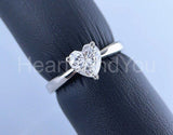 0.6ct Heart Simulated Diamond Solitaire Engagement Ring 14k White Gold Plated