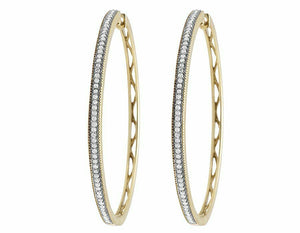 0.33ct Round Cut VVS1 Diamond Stylish Party Hoop Earrings 14k Yellow Gold Finish