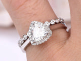 Bridal Set Women Engagement Ring 2ct Trillion Cut Diamond 14k White Gold Finish