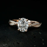 Infinity Twisted Rope Engagement Ring 1.5ct Oval Cut Diamond 14k RoseGold Finish